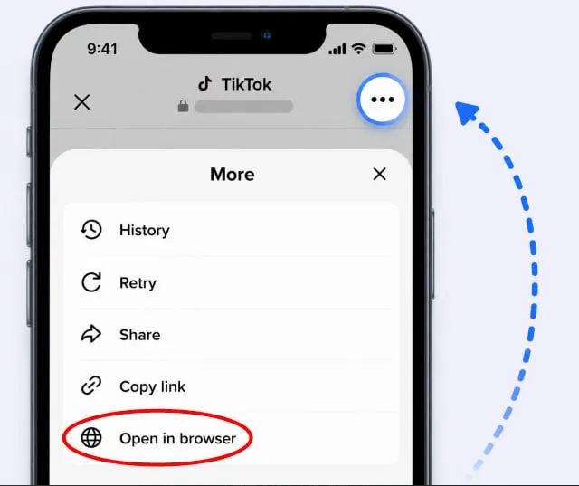 Exemplo de como abrir o link no Safari